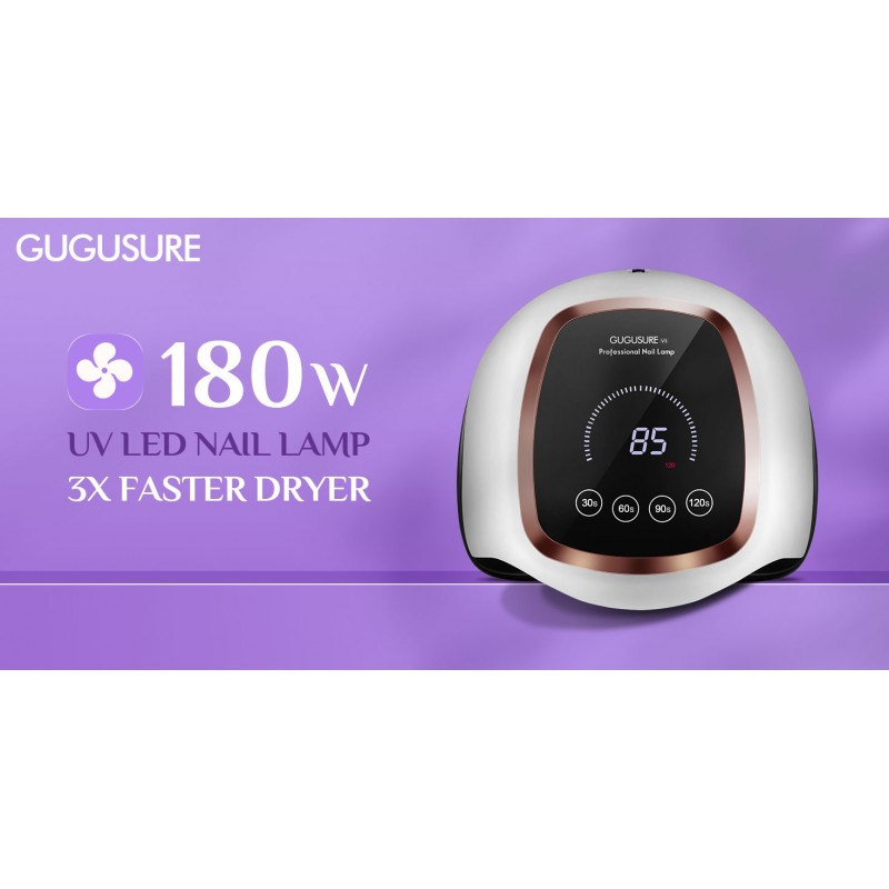 UV LED 네일 램프, Gugusure 업그레이드 LCD 디스플레이, 자동 센서 및 4개의 타이머 설정을 갖춘 젤 폴리쉬용 180W 네일 건조기, 살롱 및 가정용 42개의 LED 비즈가 있는 전문 젤 경화 램프 젤 폴리쉬 라이트