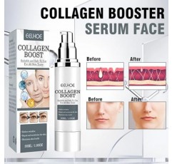 3 PCS EELHOE 콜라겐 부스트 안티 에이징 세럼, 여성용 콜라겐 부스터 세럼 페이스, 하이드레이팅 히알루론산 안티 링클 세럼, 에이징 스킨 케어 글로우 프로텍트 (90 ml)