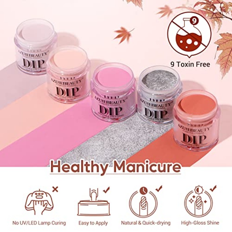AZUREBEAUTY 31-in-1 딥 파우더 네일 스타터 키트, 브라운 누드 핑크 그레이 아크릴 디핑 파우더 20 라이트/다크 트렌드 색상 전문 세트, 재활용 트레이 시스템 및 리퀴드 탑/베이스 코트 활성제, 프랑스 네일 아트 매니큐어 DIY 살롱용