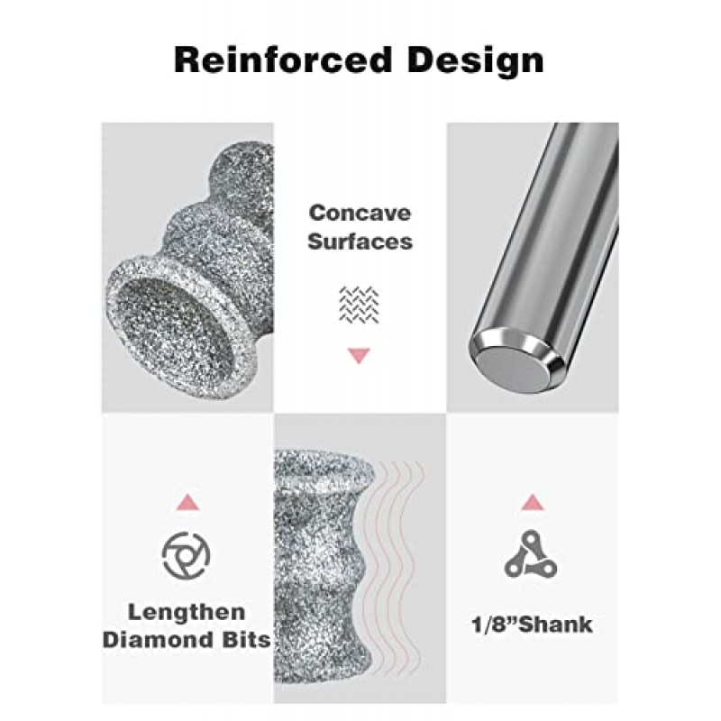 Dremel 용 Mellbree Dog 다이아몬드 네일 그라인더, 1/8'네일 그라인더 비트 척 키트가있는 Dremel 로타리 도구와 호환 동물 네일 케어 작업