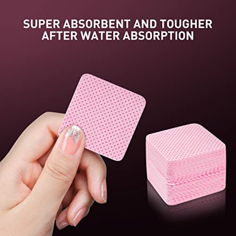 1080 PCS 핑크 린트 프리 네일 와이프, 속눈썹 연장 와이프, 펌프 디스펜서 병이있는 슈퍼 흡수성 소프트 부직포 폴란드어 깨끗한 아크릴 손톱 리무버 용 일회용 매니큐어 리무버