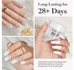 AZUREBEAUTY 클리어 & 화이트 딥 파우더 네일 키트, 28g/1Oz 15개 필수 디핑 빌드 파우더 기본 포함 딥 파우더 리퀴드 세트 초보자를 위한 탑 & 베이스 코트 본드 액티베이터 네일 매니큐어 살롱 홈