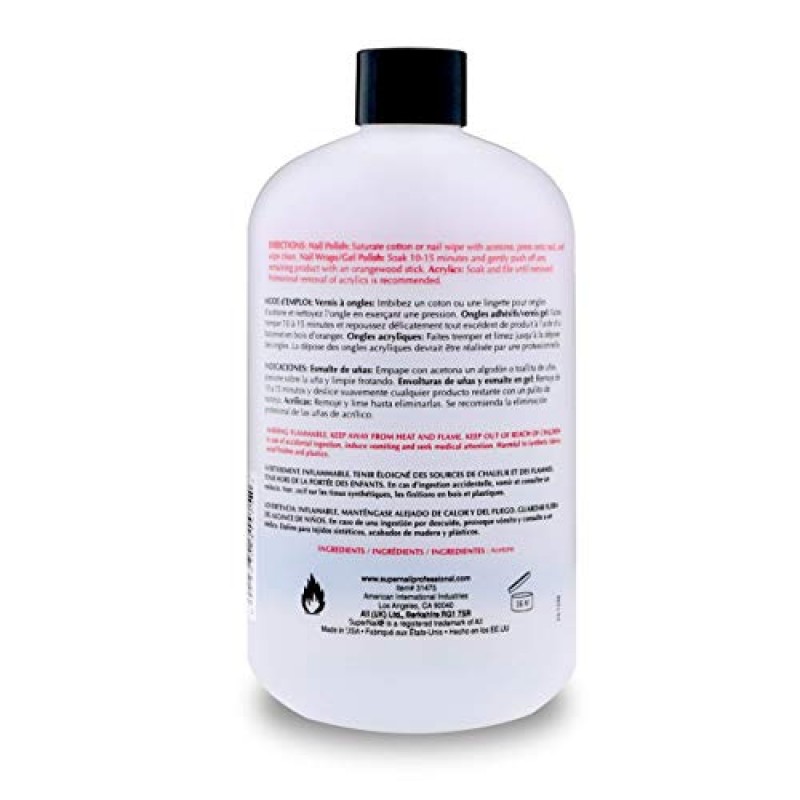 슈퍼 네일 퓨어 아세톤, 표시된 대로 16 Fl Oz