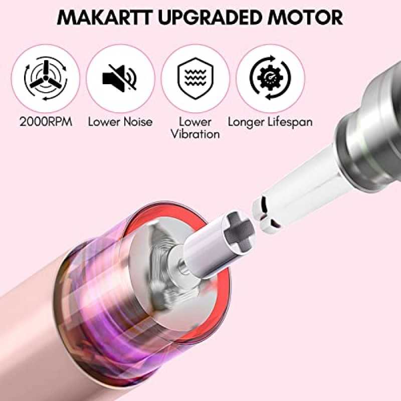 Makartt 휴대용 네일 드릴 머신 20000RPM 전기 네일 파일 Eirenee Professional E 파일러 아크릴 손톱용 6pcs 네일 드릴 비트가 포함된 매니큐어 도구 세트 젤 폴란드어 제거, 네일 기술 홈 DIY 사용
