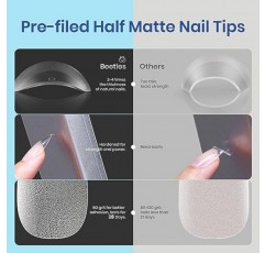 딱정벌레 젤 네일 키트 쉬운 네일 확장 세트 500Pcs 하프 매트 미리 제출된 미디엄 아몬드 소프트 젤 네일 팁 5 in 1 다용도 접착제 젤 베이스 Uv Led 네일 램프 DIY 매니큐어 아트 골든 여행