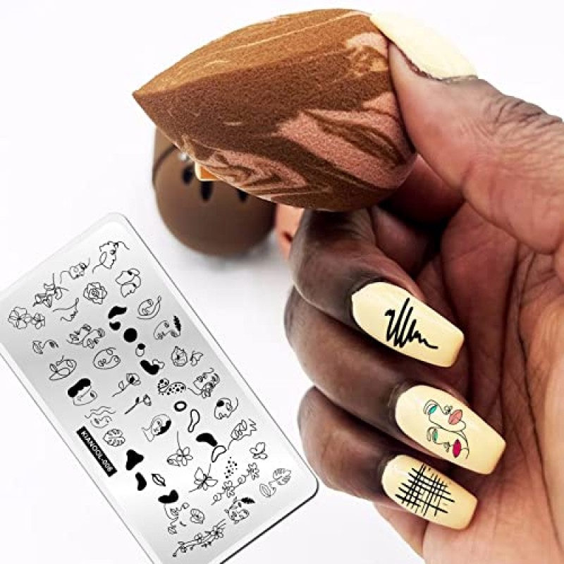 꽃 잎 네일 스탬프 플레이트 6 Pcs 네일 스탬프 플레이트 레오파드 프린트 하트 스트라이프 홀리데이 네일 스탬프 플레이트 스페이스 스타 네일 아트 스탬핑 플레이트 페이스 네일 스탬퍼 플레이트 네일 아트 템플릿
