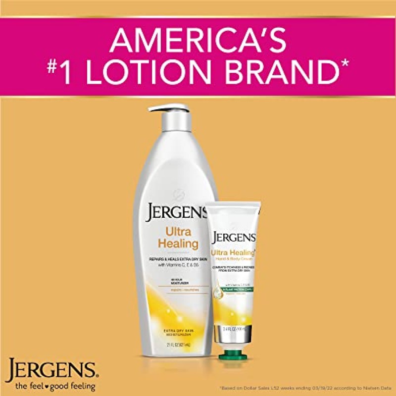 Jergens 울트라 힐링 건성 피부 모이스처라이저, 여행용 사이즈 바디 앤 핸드 로션, 매우 건조한 피부용, 손을 씻은 후 사용, HYDRALUCENCE 블렌드, 비타민 C, E, B5, 1 Fl Oz (24개 팩)