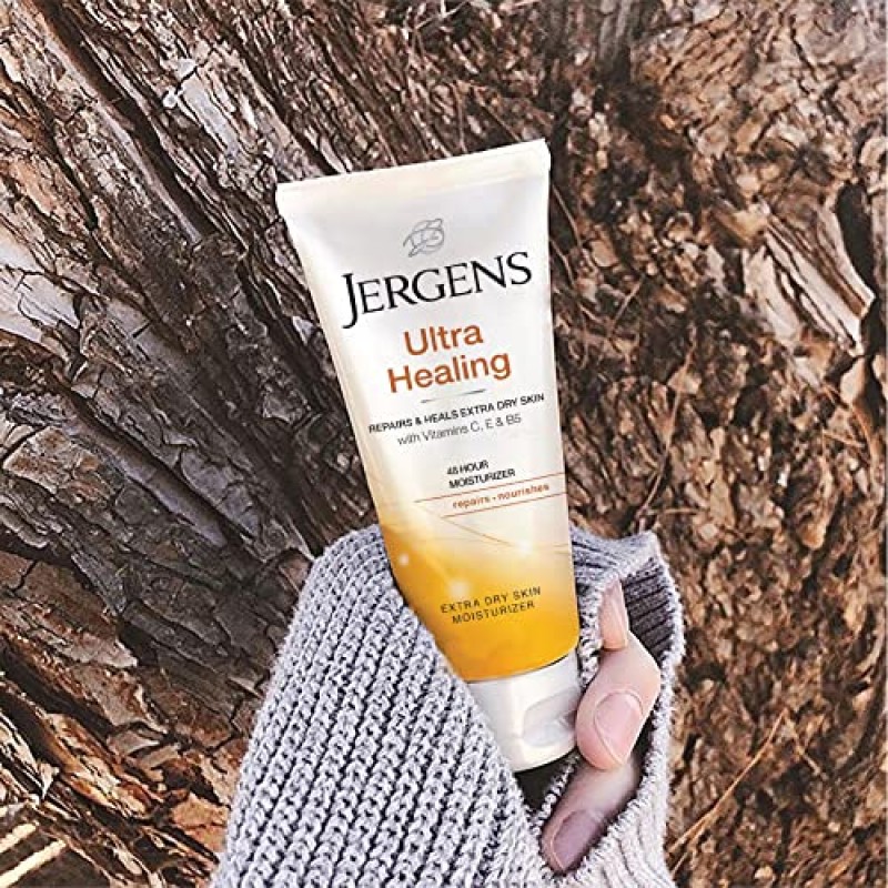 Jergens 울트라 힐링 건성 피부 모이스처라이저, 여행용 사이즈 바디 앤 핸드 로션, 매우 건조한 피부용, 손을 씻은 후 사용, HYDRALUCENCE 블렌드, 비타민 C, E, B5, 1 Fl Oz (24개 팩)
