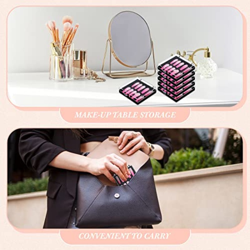 30 Pcs 접착 양면 테이프가있는 네일 보관 상자에 15 Pcs 프레스 인공 손톱 디스플레이 보관 상자 아크릴 네일 박스 주최자 케이스 네일 살롱 용 투명 네일 포장 상자 (검은색)
