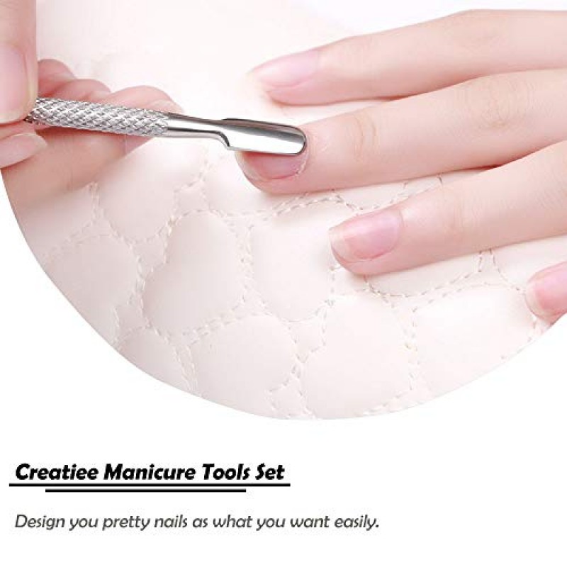 10Pcs 큐티클 푸셔 리무버 및 커터, Creatiee 더블 엔드 스테인레스 스틸 큐티클 클리너 네일 젤 폴란드어 제거, 매니큐어 손톱 발톱 용 페디큐어 네일 도구 - 전문가용 및 내구성