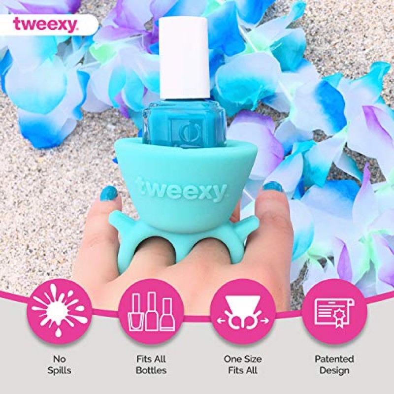 tweexy 웨어러블 매니큐어 홀더 링, 매니큐어 홀더 스탠드, 손톱 그림 도구, 매니큐어 및 페디큐어 액세서리(아일랜드 블루)