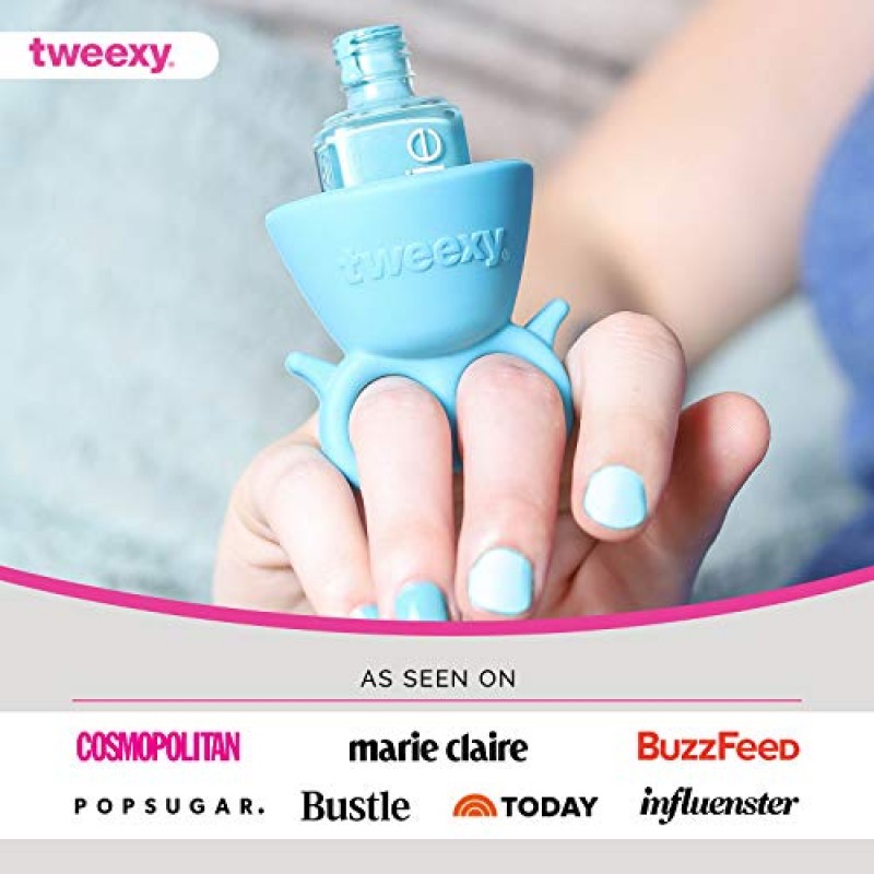 tweexy 웨어러블 매니큐어 홀더 링, 매니큐어 홀더 스탠드, 손톱 그림 도구, 매니큐어 및 페디큐어 액세서리(아일랜드 블루)