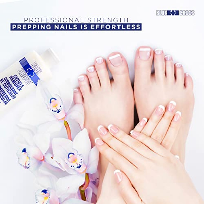 Blossom 수분 공급, 보습, 강화 라벤더 향 큐티클 오일, 0.42 Fl oz + Blue Cross 프로페셔널 네일 케어 큐티클 리무버 액체 6 Fl oz, 2 팩 번들, Made in USA
