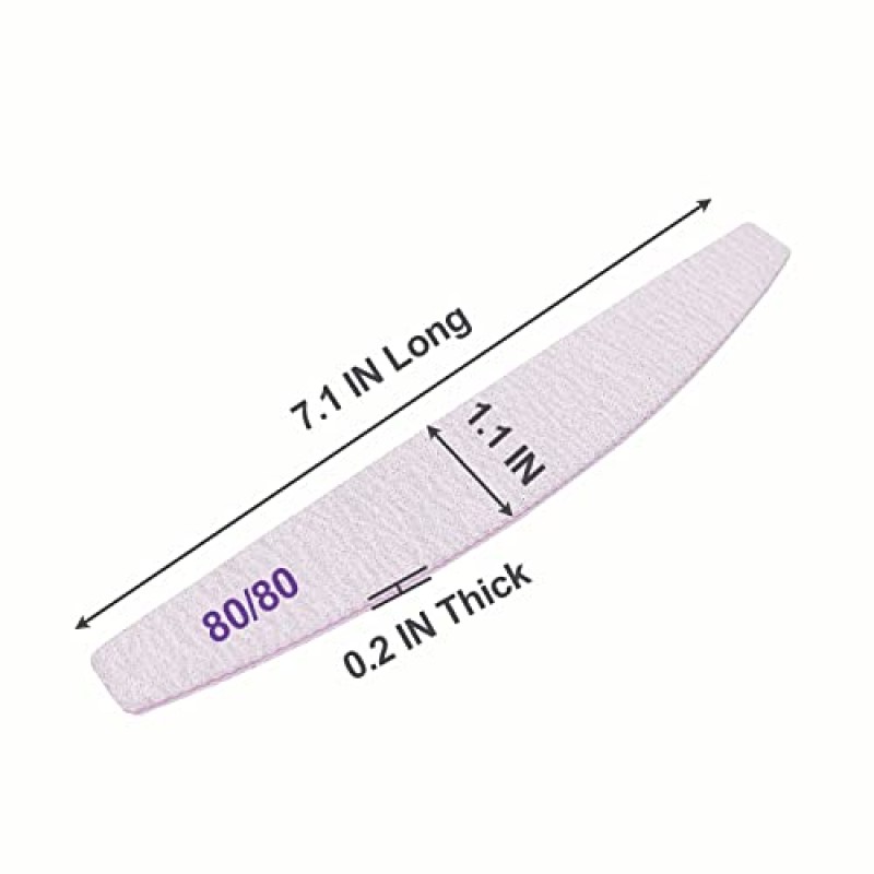 80/80 그릿 네일 파일(50 팩), 아크릴 네일 및 젤 네일용 에머리 보드, 거친 네일 파일 양면 80 그릿 에모리 전문 네일 파일러 재사용 가능한 세척 가능한 매니큐어 곡선형 회색 벌크
