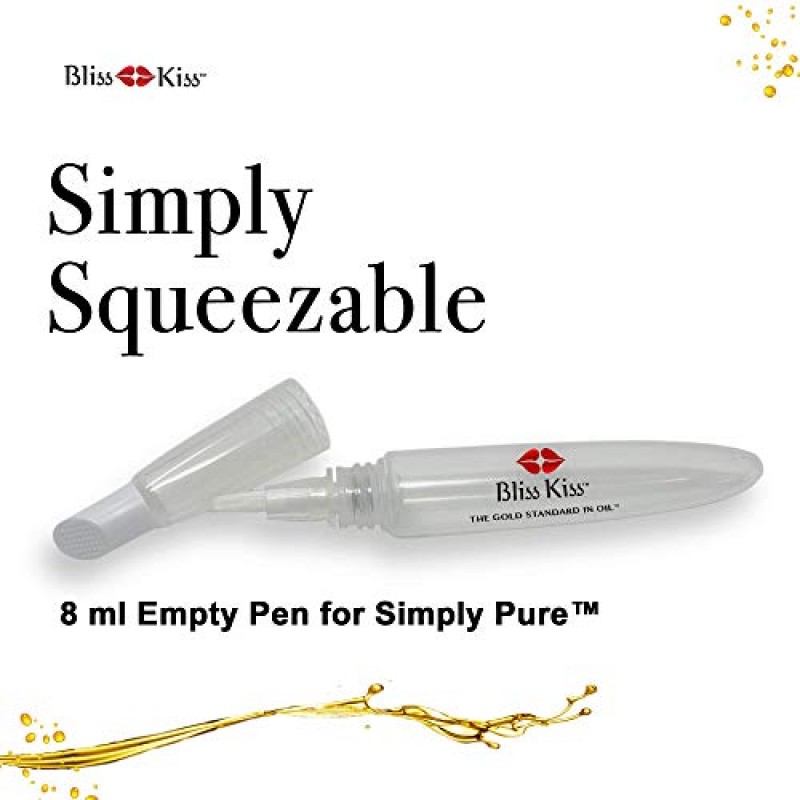 Bliss Kiss 리필형 빈 스퀴즈 큐티클 펜, Simply Pure 네일 & 큐티클 오일 보관에 적합 - 3팩