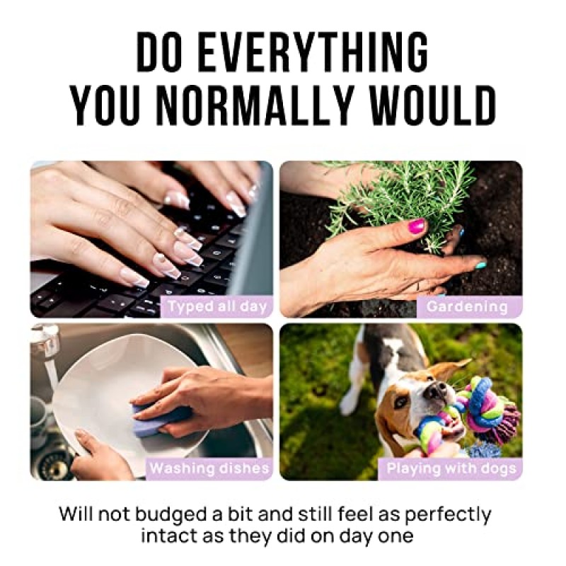 프렌치 팁 프레스 온 네일 쇼트 - BTArtbox 프레스 온 네일 스퀘어, 할로윈 파티용 네일 글루, 15가지 크기의 최고 핏 & 자연 재사용 가능한 네일 스틱 - 30개 인조 네일 키트, 클래식 프렌치