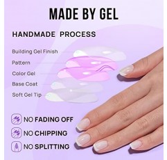 프렌치 팁 프레스 온 네일 쇼트 - BTArtbox 프레스 온 네일 스퀘어, 할로윈 파티용 네일 글루, 15가지 크기의 최고 핏 & 자연 재사용 가능한 네일 스틱 - 30개 인조 네일 키트, 클래식 프렌치