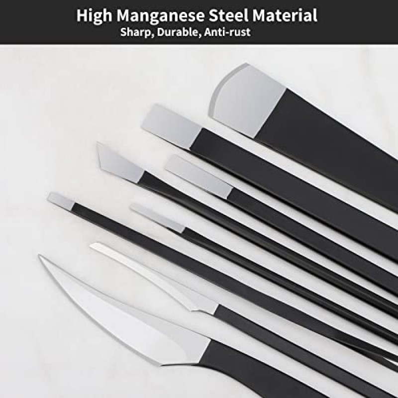 PATURI 페디큐어 나이프 키트, 8pcs 검은 발 죽은 굳은 살 제거제 스테인레스 세트, 전문 자란 발톱 강철 도구, 발 스킨 케어 네일 파일 도구 매니큐어 클리퍼 큐티클 스크레이퍼 발가락 면도기