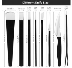 PATURI 페디큐어 나이프 키트, 8pcs 검은 발 죽은 굳은 살 제거제 스테인레스 세트, 전문 자란 발톱 강철 도구, 발 스킨 케어 네일 파일 도구 매니큐어 클리퍼 큐티클 스크레이퍼 발가락 면도기