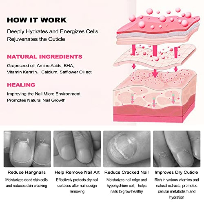 Fokostar 15개 향기 큐티클 오일 펜 세트 - 네일 복구 및 성장, 건성 피부용 전문 매니큐어 키트, 2.8 fl oz