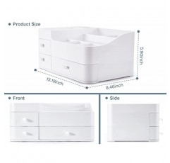 서랍이 있는 ONXE 메이크업 정리함, 화장대, 욕실 및 침실 책상용 대용량 수조 정리함 피부 관리, 브러쉬, 아이섀도, 로션, 립스틱, 매니큐어를 위한 화장품 정리함