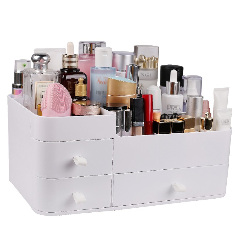 서랍이 있는 화장품용 Abiudeng 메이크업 주최자, 립스틱, 보석, 네일 케어, 아이섀도용 욕실용 스킨케어 주최자-스몰 화이트
