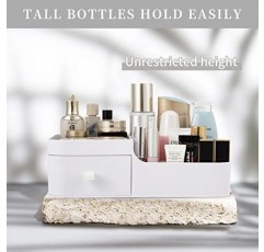 서랍이 있는 화장품용 Abiudeng 메이크업 주최자, 립스틱, 보석, 네일 케어, 아이섀도용 욕실용 스킨케어 주최자-스몰 화이트