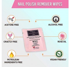 Karma 유기농 천연 매니큐어 리무버 물티슈, 대두와 장미 오일, 100% 대두 기반, 무독성, 비건, 동물 실험을 하지 않음 – 10개 팩