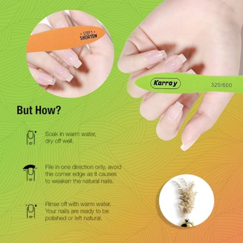 Karroy 네일 파일 및 버퍼 천연 네일용 양면 2단계 단축 및 모양 네일 도구 20개(C-스케이트보드 320/600)