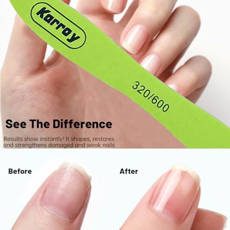 Karroy 네일 파일 및 버퍼 천연 네일용 양면 2단계 단축 및 모양 네일 도구 20개(C-스케이트보드 320/600)