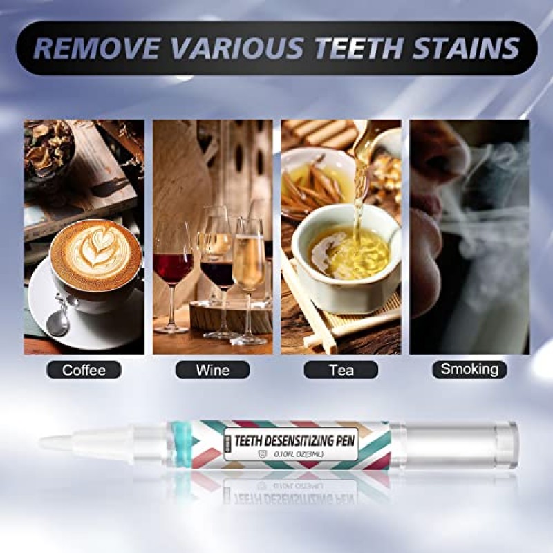 치아 미백 펜 젤 키트 4+1-1*치아용 항알레르기 젤 및 4*치아 미백 젤, 통증 없음 및 매우 효과적, 2주 빠른 미백