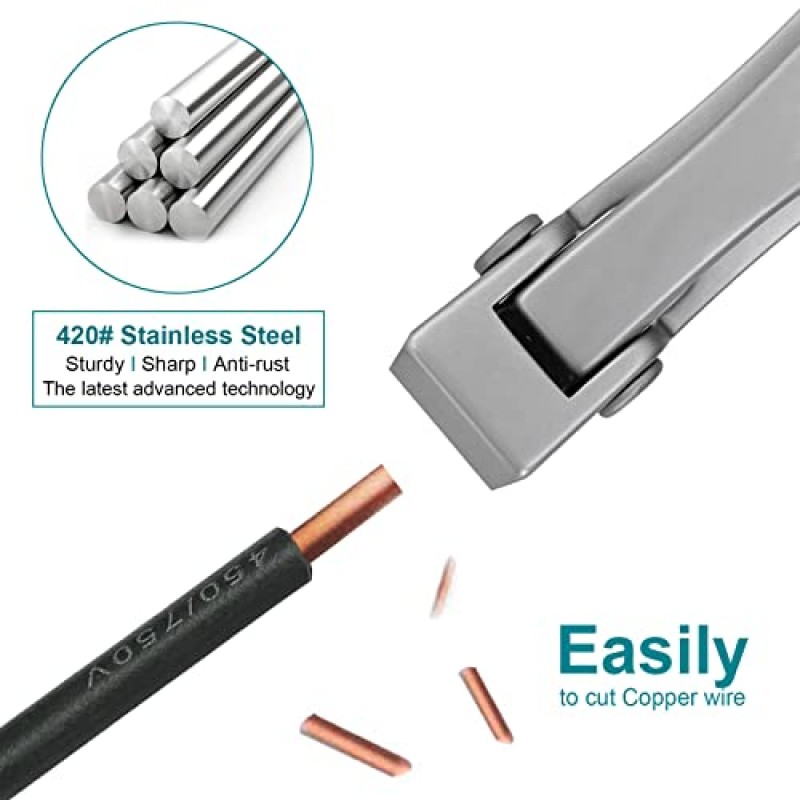 두꺼운 손톱용 VOGARB 손톱깎이 넓은 턱 오프닝 대형 직선 블레이드 남성용, 여성, 성인, 노인, 스테인레스 스틸(플랫 에지-S)을 위한 네일 파일 세트가 있는 플랫 에지 손톱 발톱 커터