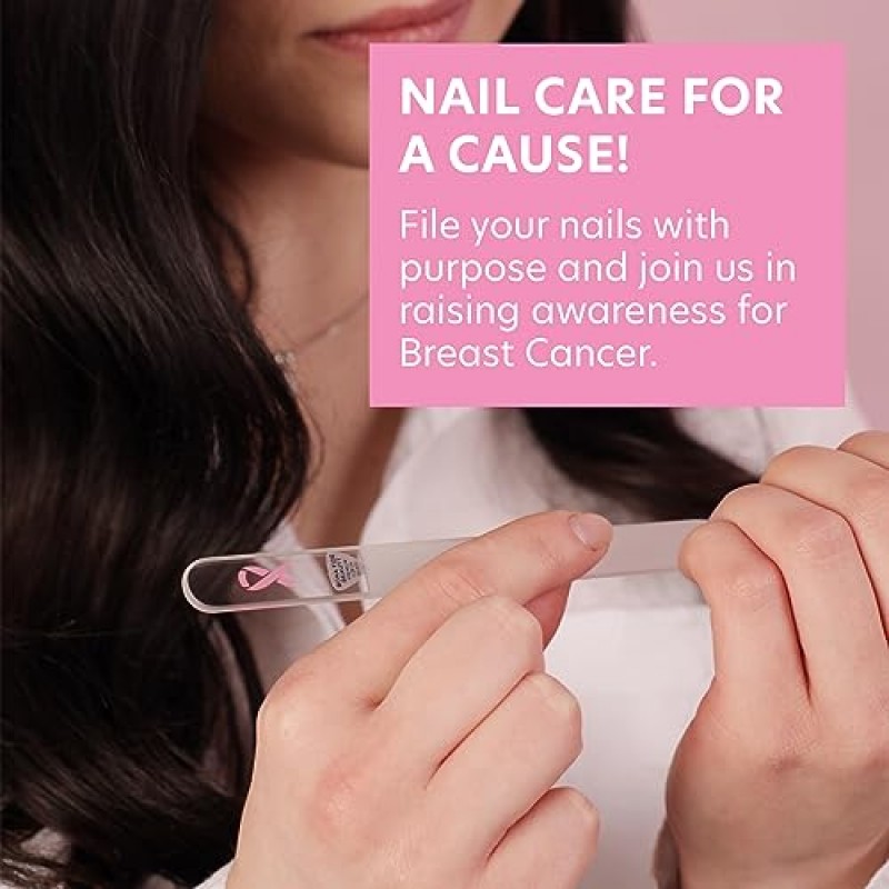 Bona Fide Beauty 체코 유리 네일 파일(핑크 리본 포함) - 원인을 위한 유방암 인식 네일 파일러, 핑크 리본 네일 파일