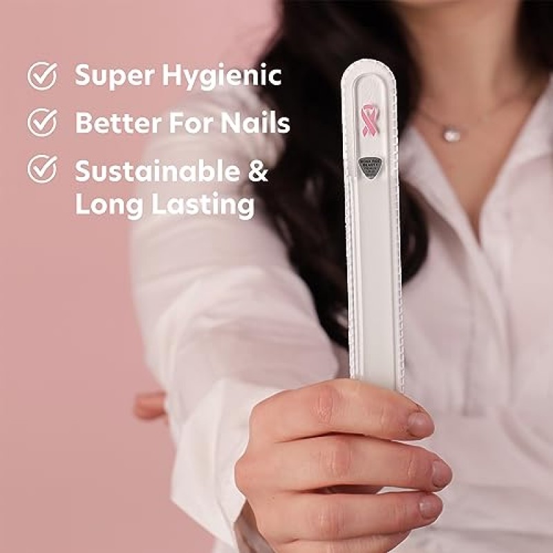 Bona Fide Beauty 체코 유리 네일 파일(핑크 리본 포함) - 원인을 위한 유방암 인식 네일 파일러, 핑크 리본 네일 파일