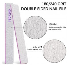 네일 파일 30PCS 재사용 가능한 양면 에머리 보드 아크릴 손톱 용 180/240 그릿 네일 파일 전문 정사각형 네일 파일 가정 및 미용실 사용을위한 네일 버퍼링 파일