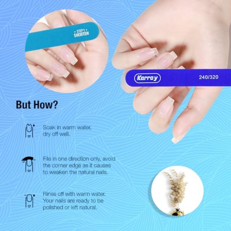 Karroy 네일 파일 20개 양면 네일 파일 및 천연 손톱용 버퍼 에머리 보드 아크릴 손톱용 네일 파일러(B-거친 240/320)