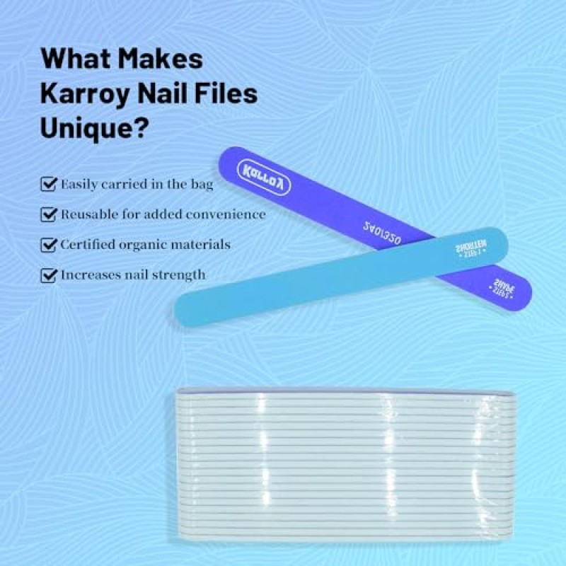 Karroy 네일 파일 20개 양면 네일 파일 및 천연 손톱용 버퍼 에머리 보드 아크릴 손톱용 네일 파일러(B-거친 240/320)