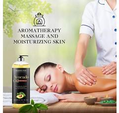 MAJESTIC PURE 아보카도 오일 - 100% 순수 천연, 냉간 압착, 피부 관리, 마사지, 헤어 관리 및 에센셜 오일 희석을 위한 캐리어 오일, 16 fl oz