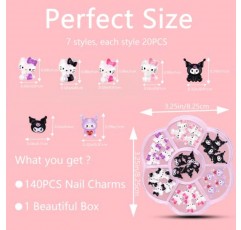 140 Pcs 네일 참, TemBelle Slime, 네일 아트 장식 용품, DIY 아트 네일, 헤어 클립, 냉장고 자석, 드레스업 및 전화 케이스 등을 위한 수지 플랫백 3D 네일 참