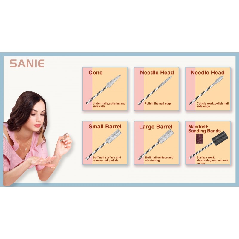 Sanie 전기 네일 드릴 키트(정리함 케이스 포함), 아크릴 네일용 휴대용 네일 드릴 머신, 폴란드어, 매니큐어용 전문 전기 네일 파일 세트, 살롱 및 가정용 USB 네일 파일러, 골드