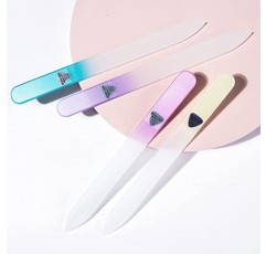 손톱용 유리 줄, 유리 손톱 줄, 매니큐어 네일 케어, 부드럽고 정밀한 줄질, 전문가 수준의 손톱 모양 만들기 및 매끄러운 마무리 즐기기 - Bona Fide Beauty 4-Piece Pastel Premium Czech