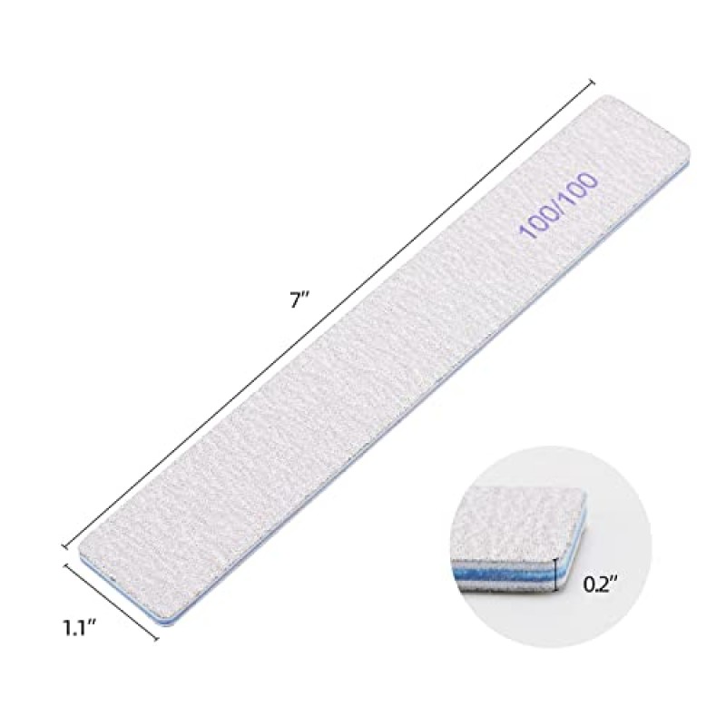 100 조각 직사각형 네일 파일 100/100 그릿, 재사용 가능한 네일 버퍼 양면 에머리 보드 아크릴 손톱 및 천연 손톱 용 손톱 파일