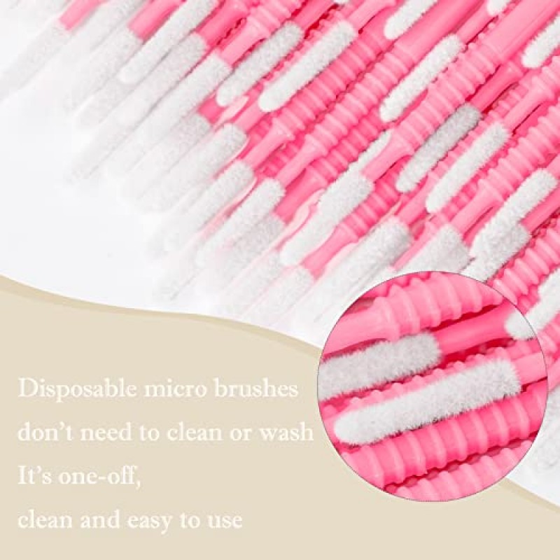 G2PLUS 마이크로 브러시, 400개 일회용 마이크로 애플리케이터, 속눈썹 연장용 마이크로 면봉, 속눈썹, 치과, 손톱, 아이라이너 및 개인 관리용 마이크로 애플리케이터 브러시 청소 도구(핑크)