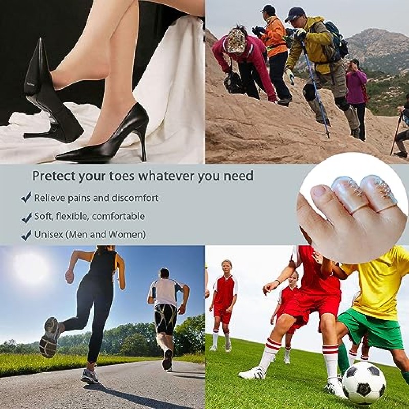 통기성 젤 새끼손가락 발가락 보호기, 20팩 실리콘 발가락 슬리브 투명한 발 옥수수 쿠션 패드, 건막류 물집, 티눈, 망치 발가락, 발톱 손실, 마찰 통증 완화용 작은 발가락 캡