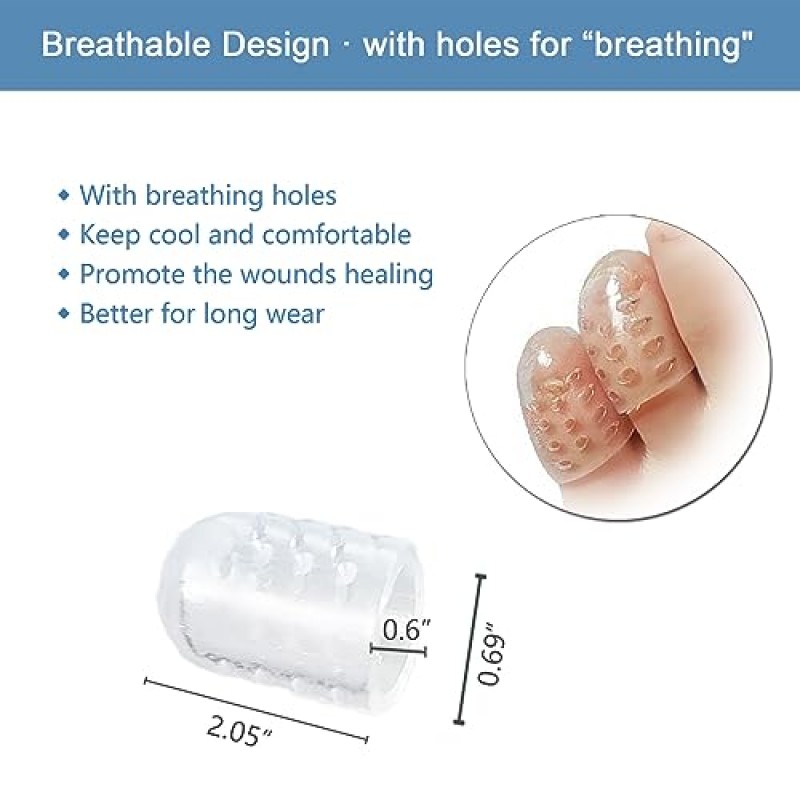 통기성 젤 새끼손가락 발가락 보호기, 20팩 실리콘 발가락 슬리브 투명한 발 옥수수 쿠션 패드, 건막류 물집, 티눈, 망치 발가락, 발톱 손실, 마찰 통증 완화용 작은 발가락 캡