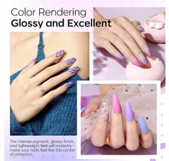 Modelones 4 가지 색상 딥 파우더 네일 스타터 키트, 2023 봄 트렌디 라일락 퍼플 블루 핑크 버터 플라이 글리터 디핑 파우더 세트, 프렌치 네일 아트베이스 탑 코트 액티베이터 에센셜 리퀴드 매니큐어 DIY 살롱