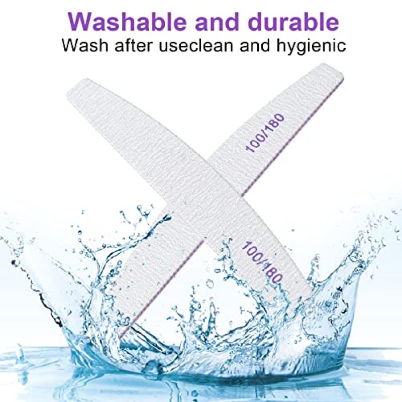 200개 네일 파일 100/180 그릿 양면 에머리 보드 아크릴 손톱용 재사용 가능한 네일 파일 천연 손톱용 전문 매니큐어 도구 아크릴 손톱 가정 및 미용실 용품(부문)