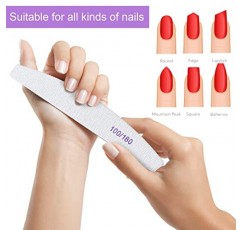 200개 네일 파일 100/180 그릿 양면 에머리 보드 아크릴 손톱용 재사용 가능한 네일 파일 천연 손톱용 전문 매니큐어 도구 아크릴 손톱 가정 및 미용실 용품(부문)