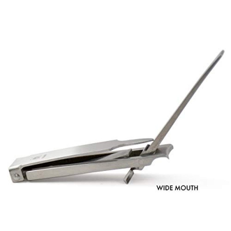 GERMANIKURE 포켓 손톱깎이 가죽 키체인 케이스 - 접이식 올인원 네일 관리 도구 - 독일산 FINOX 스테인레스 스틸 - 여행용 손톱깎이, 클리너, 줄