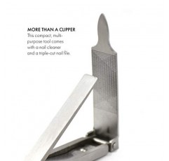 GERMANIKURE 포켓 손톱깎이 가죽 키체인 케이스 - 접이식 올인원 네일 관리 도구 - 독일산 FINOX 스테인레스 스틸 - 여행용 손톱깎이, 클리너, 줄